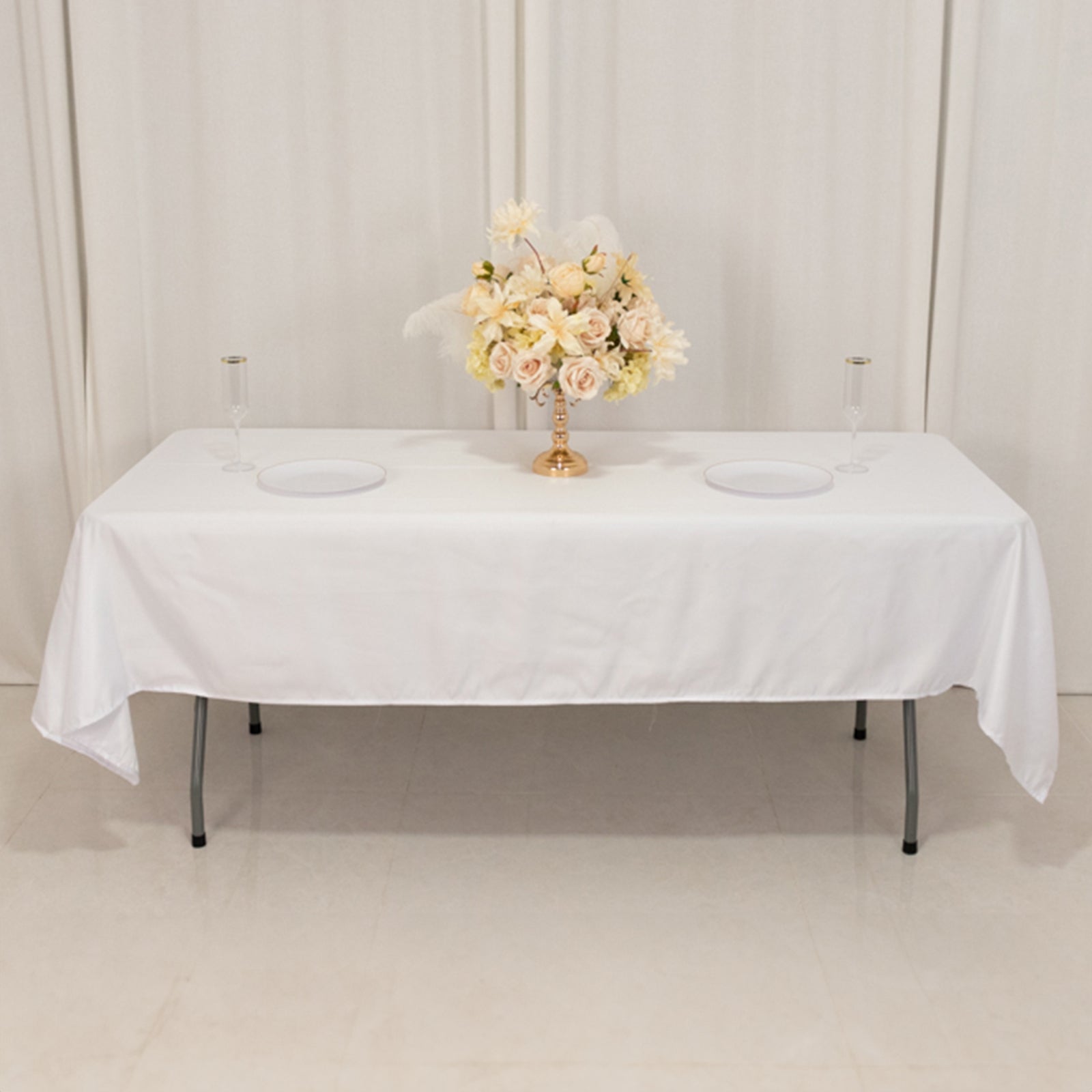 Lamour Satin 60"x102" Rectangle Tablecloth White - Durable & Silky Soft Feel Table Cover for Weddings & Banquets