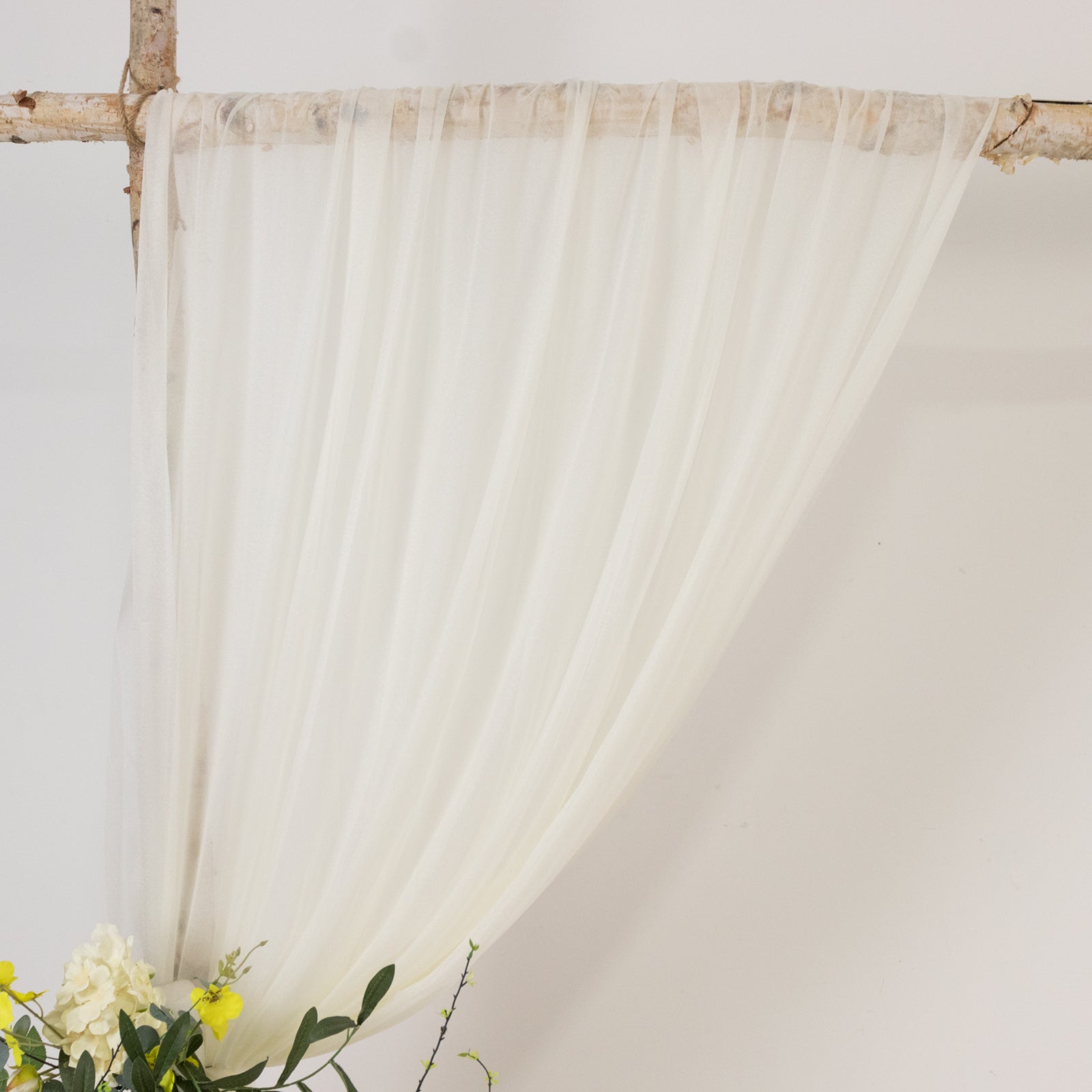 Ivory Sheer Backdrop Drape – 5ft x 14ft Wedding Arch & Ceiling Decor Panel, Wrinkle Free with Soft Shimmer