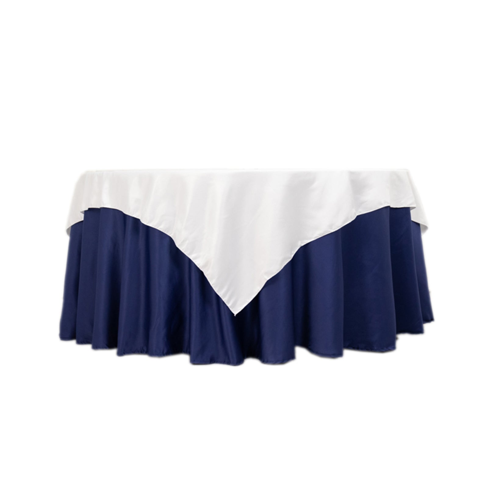 Lamour Satin 72"x72" Table Overlay Square Tablecloth White - Smooth Finish for Luxurious Events