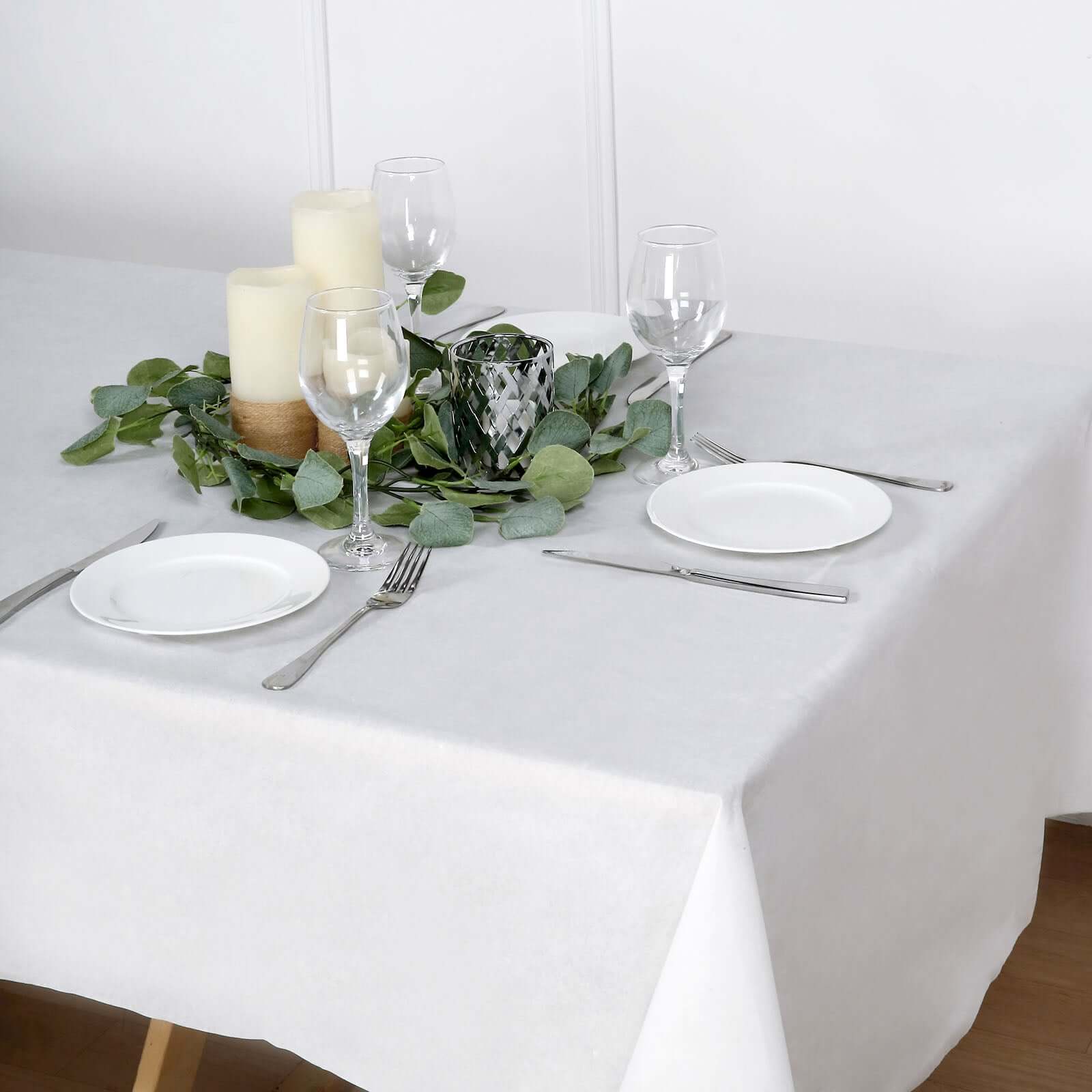 Linen-Like Paper 50"x108" Rectangle Tablecloth White - Disposable Airlaid Table Cover for Easy Cleanup