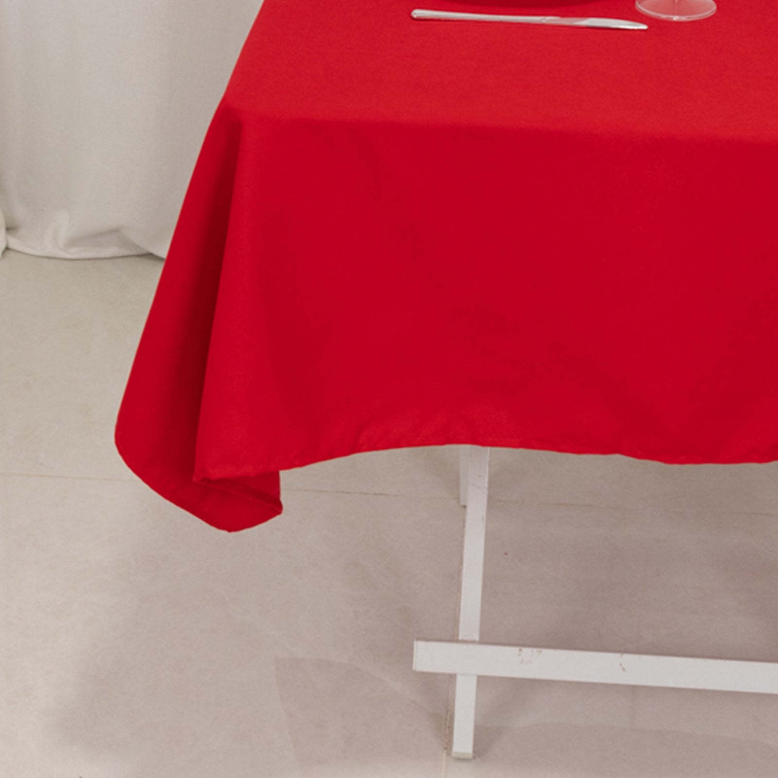 Cotton Blend 54"x54" Table Overlay Square Tablecloth Red - Wrinkle-Resistant Table Topper