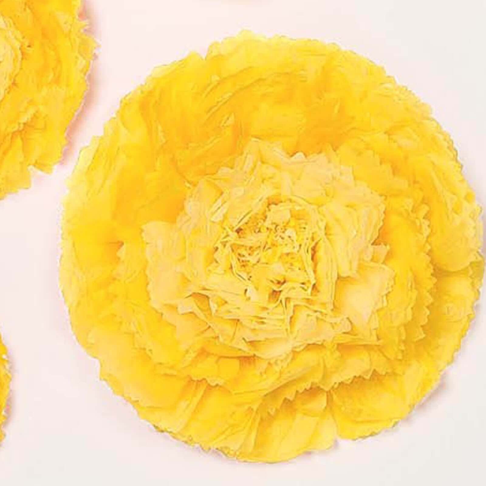Set of 6 Yellow Giant Carnation 3D Paper Flowers Wall Decor - 12",16",20"