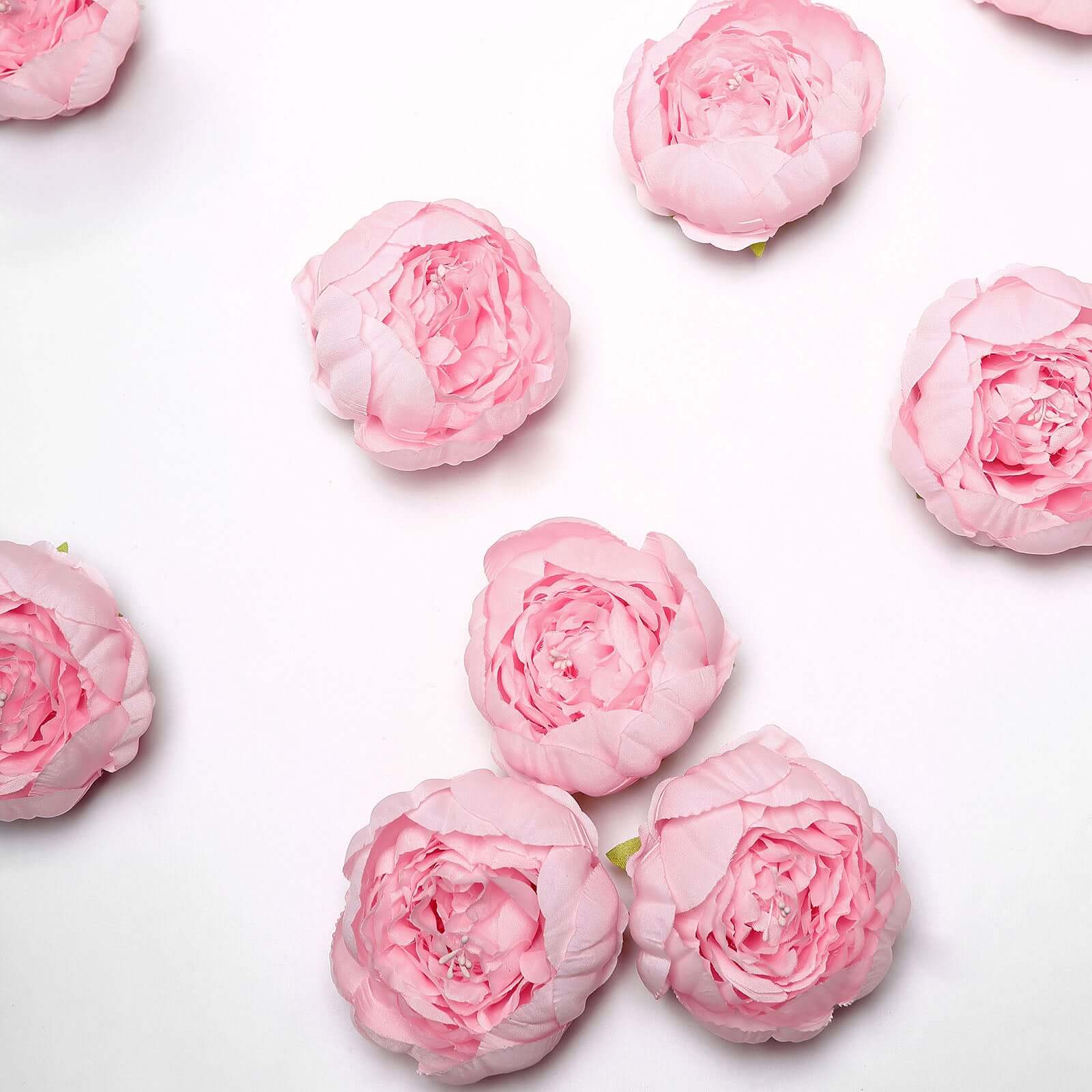 10-Pack Artificial Peony Flower Heads Pink - Versatile Faux Craft Flowers for DIY Event Styling Scrapbooking & Floral Arrangements 3"