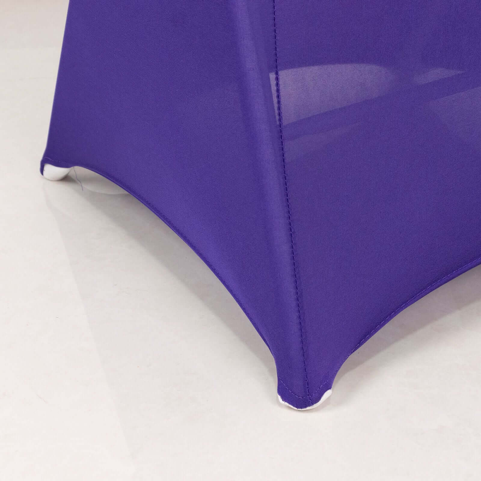 Stretch Spandex Chair Cover Purple for Folding Chairs - Secure Fit Slipcover with Silver Rhinestone Buckled Sash Band