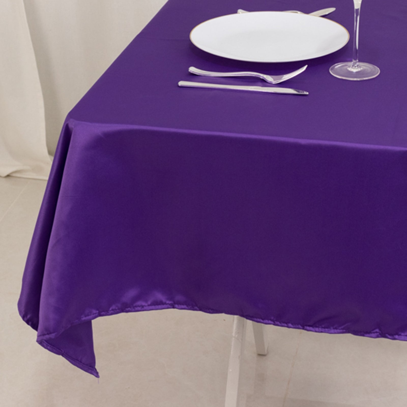 Lamour Satin 54"x54" Table Overlay Square Tablecloth Purple - Durable & Silk-Like Table Cover