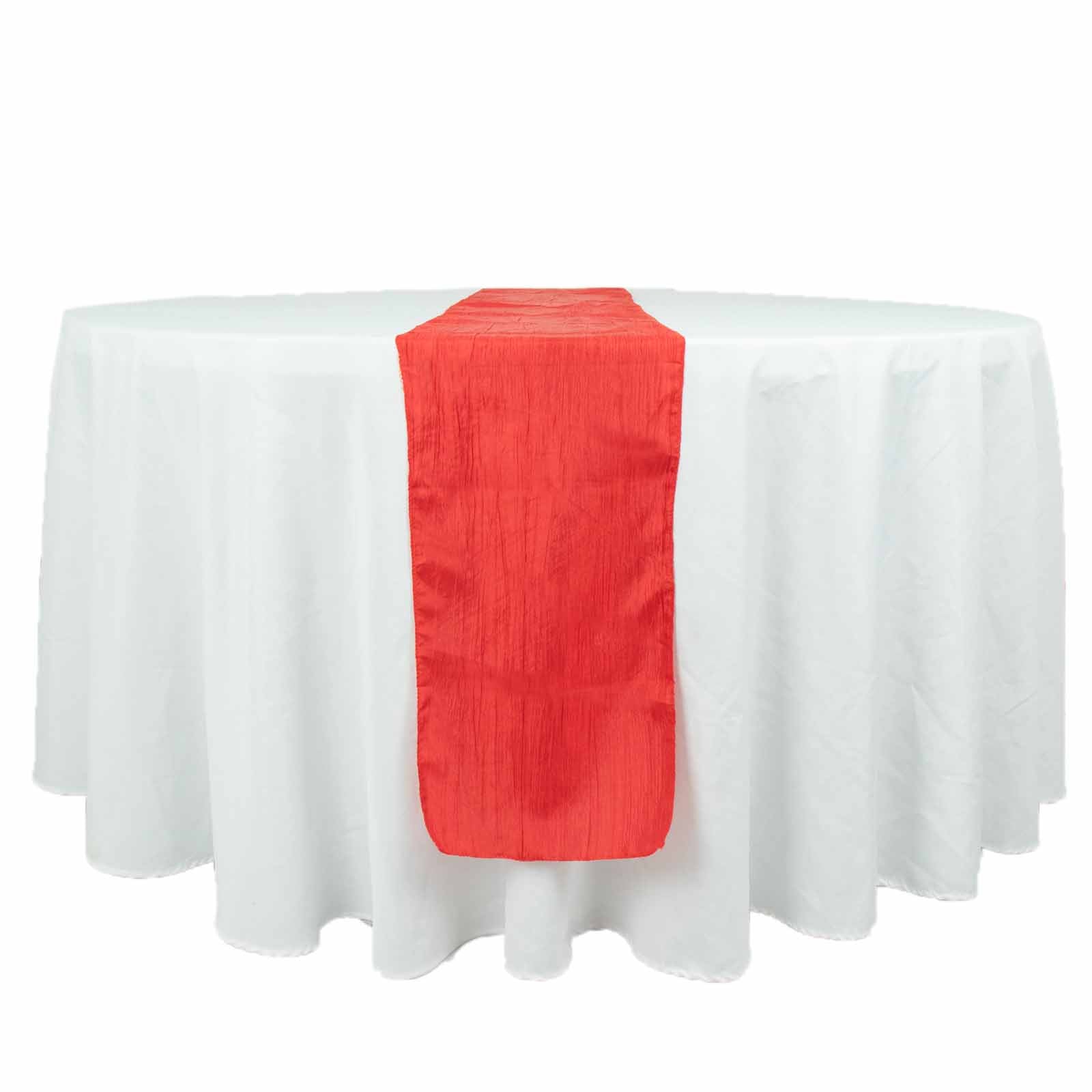 Taffeta 12"x108" Table Runner Red - Accordion Crinkle Design