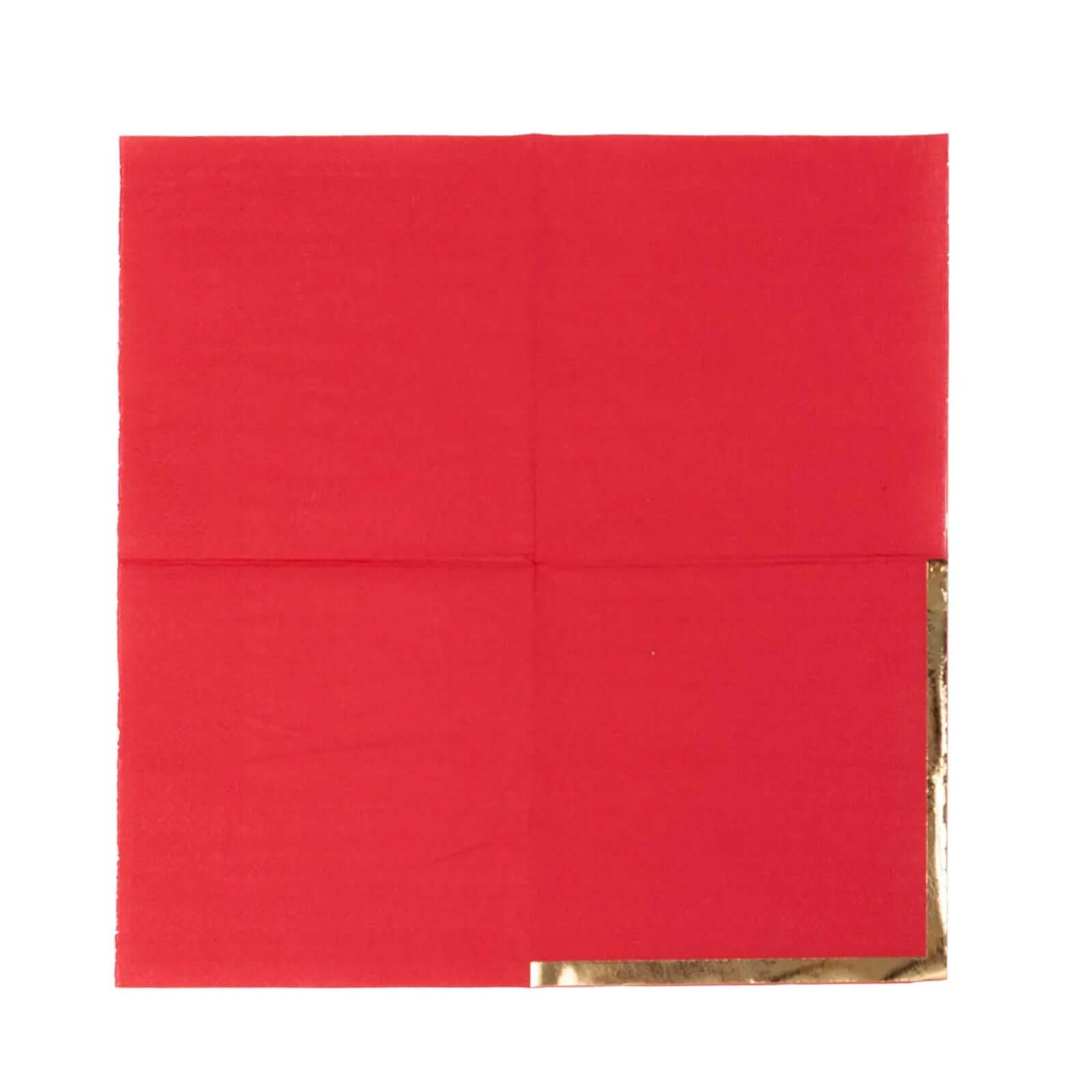 50-Pack Paper Beverage Napkins Red with Gold Foil Edge - 2 Ply Disposable Soft 18GSM Cocktail Napkins 5"x5"