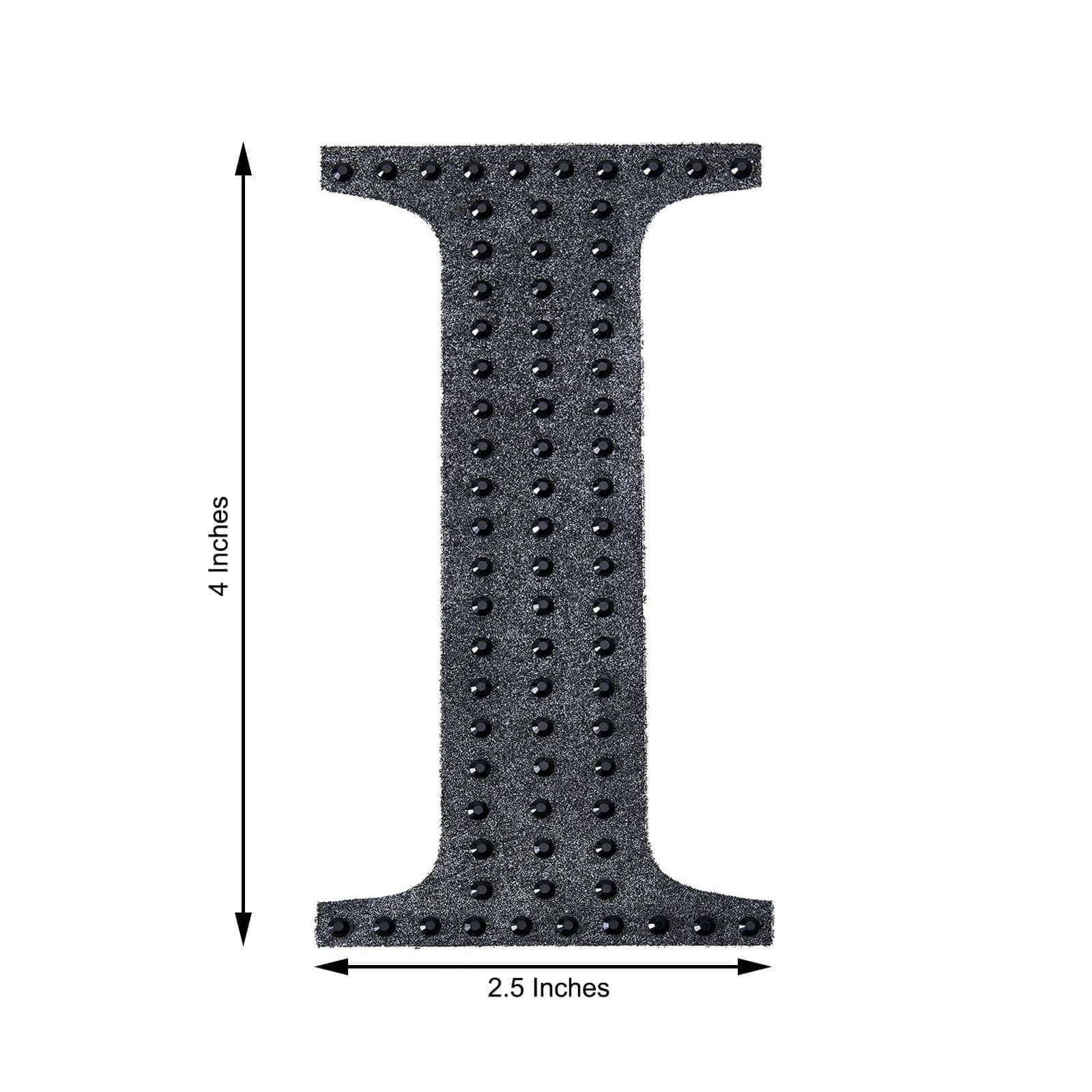 Decorative Rhinestone Alphabet "I" Letter Stickers, Glitter Adhesive Craft Letters Black DIY Sparkle Embellishments 4"
