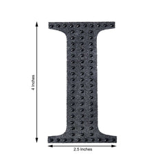 Decorative Rhinestone Alphabet "I" Letter Stickers, Glitter Adhesive Craft Letters Black DIY Sparkle Embellishments 4"