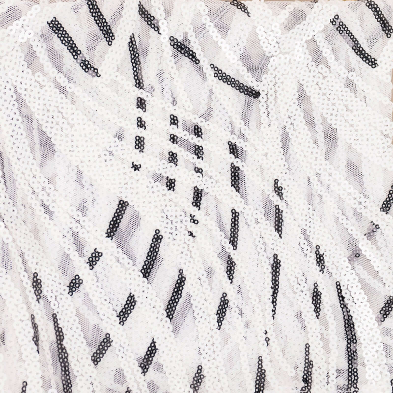 Sequin Mesh 20"x20" Napkin White Black - Wave Embroidered Reusable Napkin