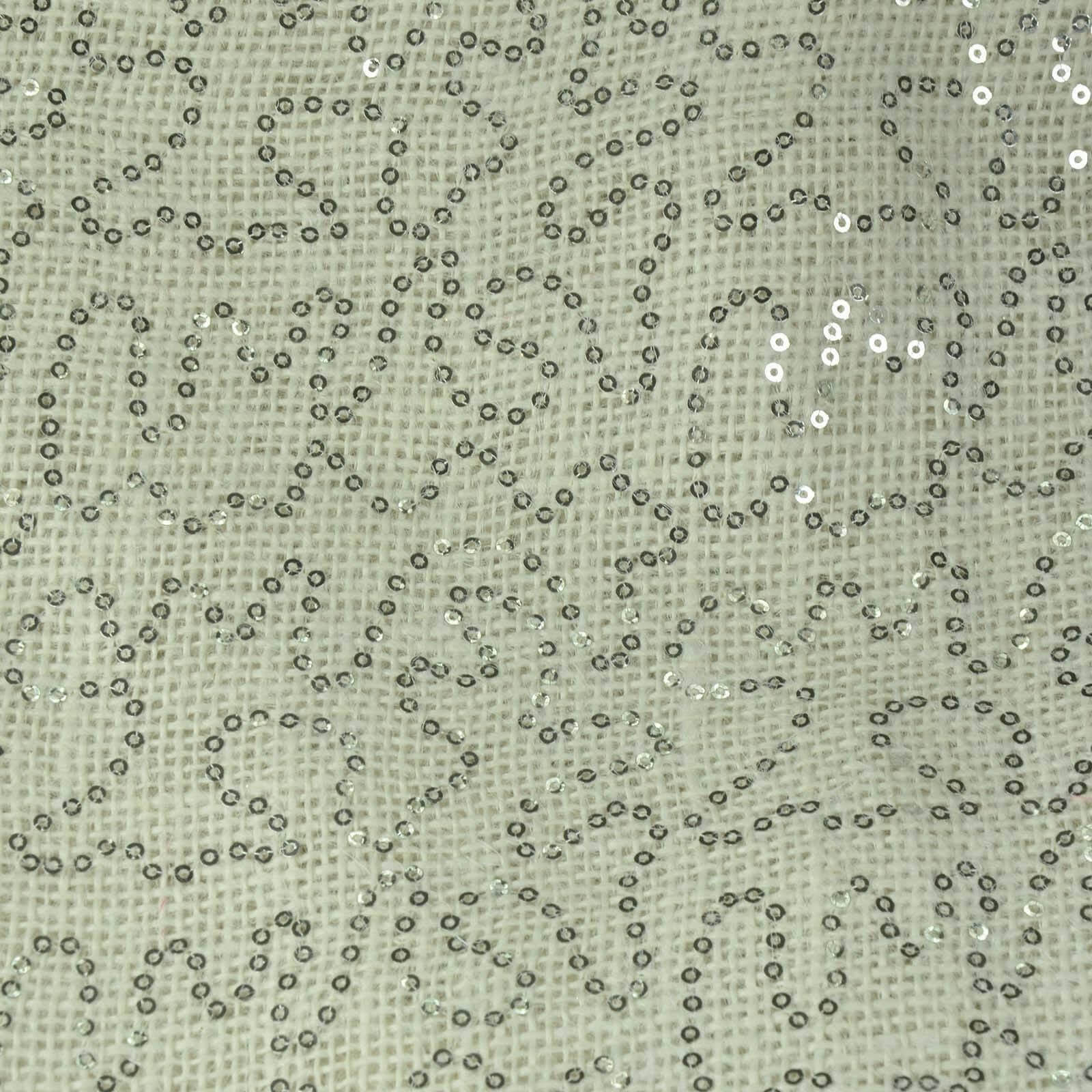 54"x4 Yards Silver Sequin Burlap Fabric Roll, DIY Craft Jute Fabric Bolt