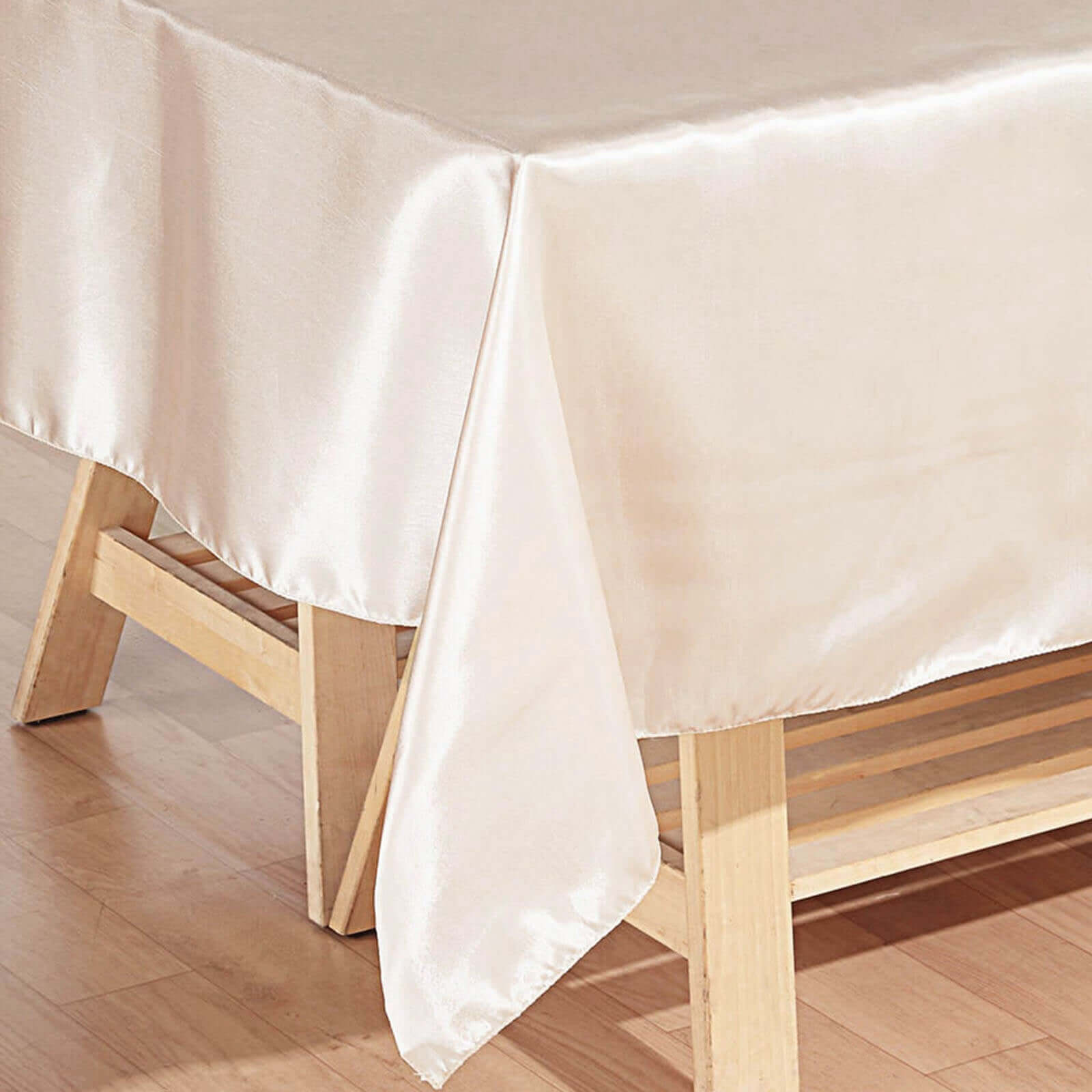 Satin Rectangular 60"x102" Tablecloth Beige - Smooth and Lustrous Table Cover