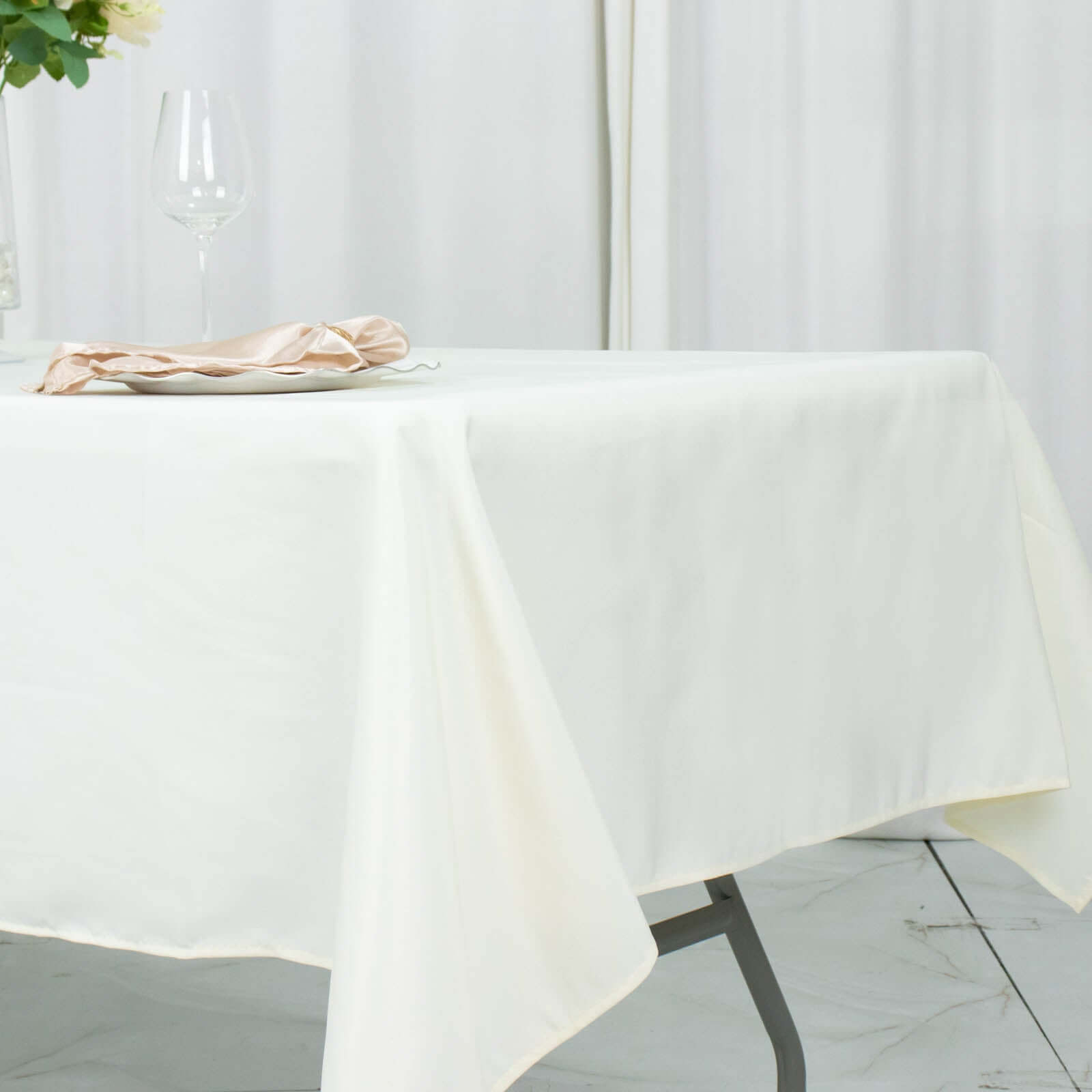 Premium Polyester 54"x96" Rectangle Tablecloth Ivory - Durable 220GSM Stain-Resistant Fabric Table Cover