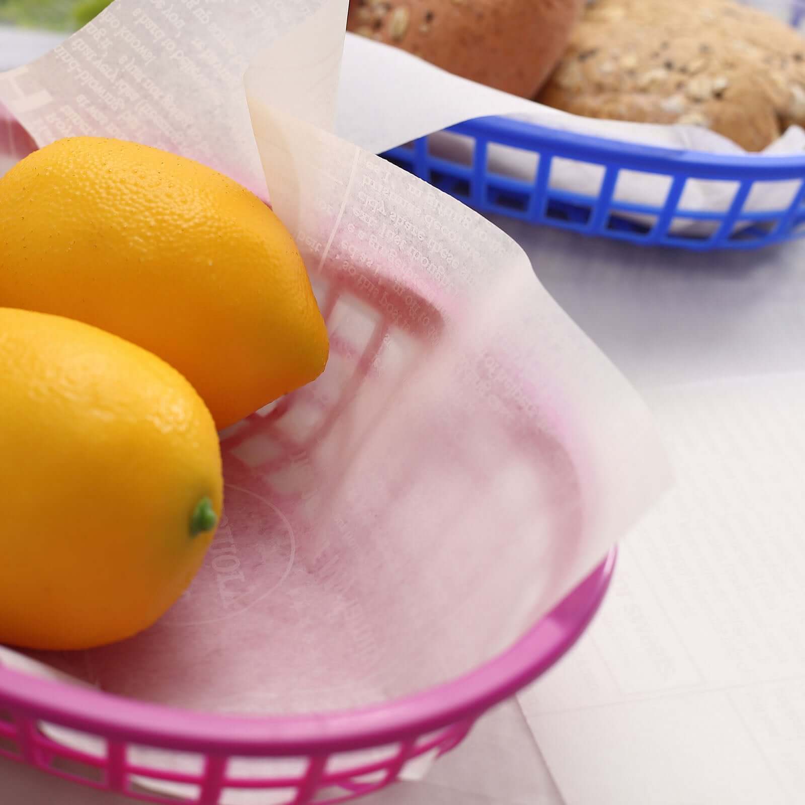 50-Pack Wax Paper Basket Liners Rectangle Design White - Great for Food Presentation and Wrapping 9"x10" 35GSM