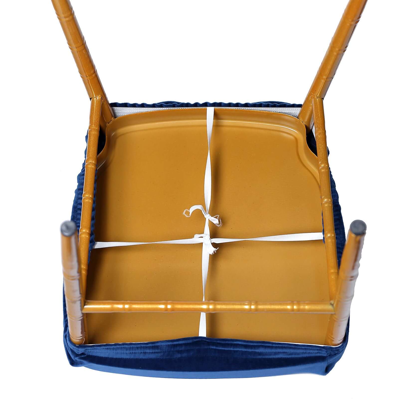 Velvet Chair Cushion Protector Stretch with Tie for Dining Chairs Navy Blue - Durable Cover for Formal Gatherings