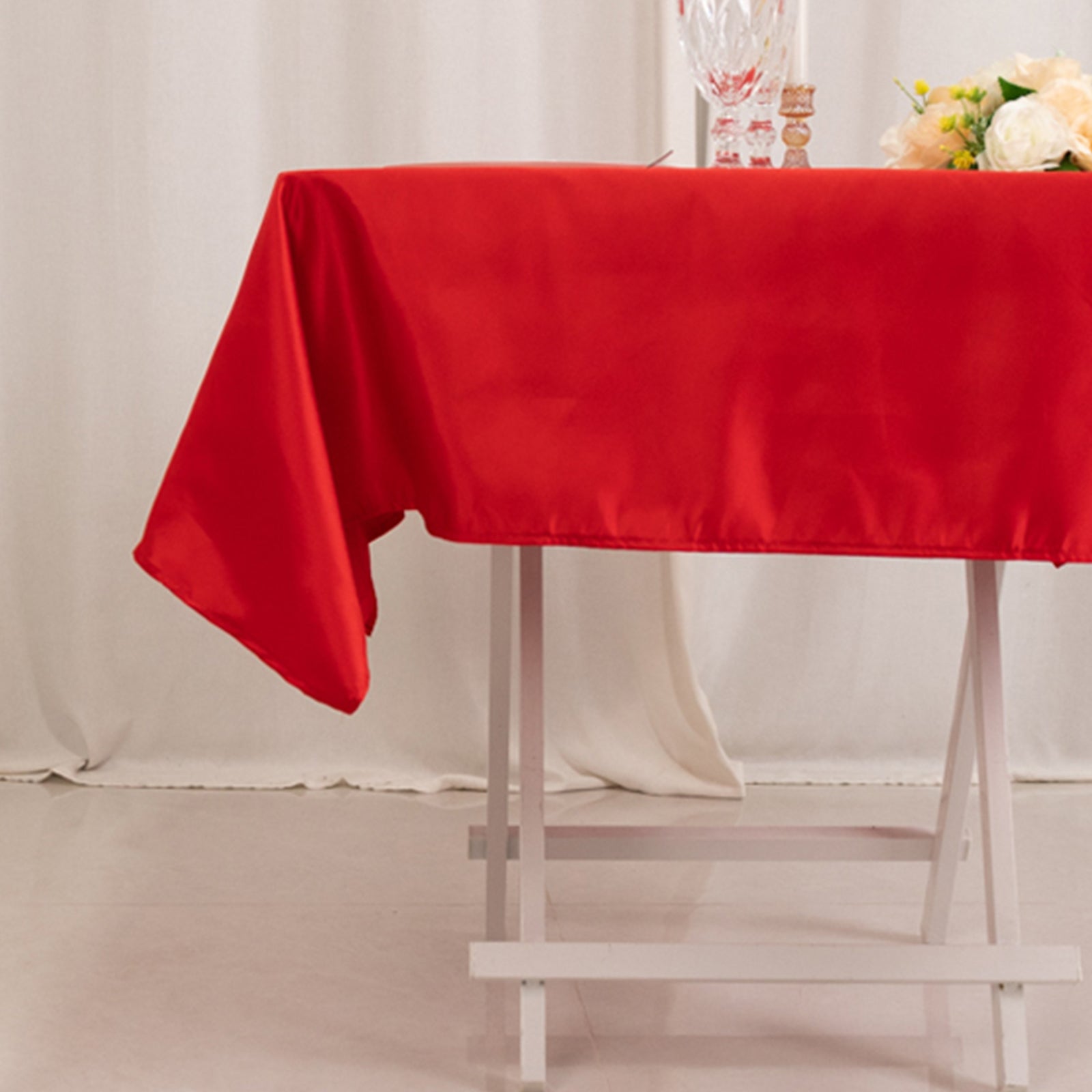 Lamour Satin 54"x54" Square Tablecloth Red - Durable & Silk-Like Table Cover