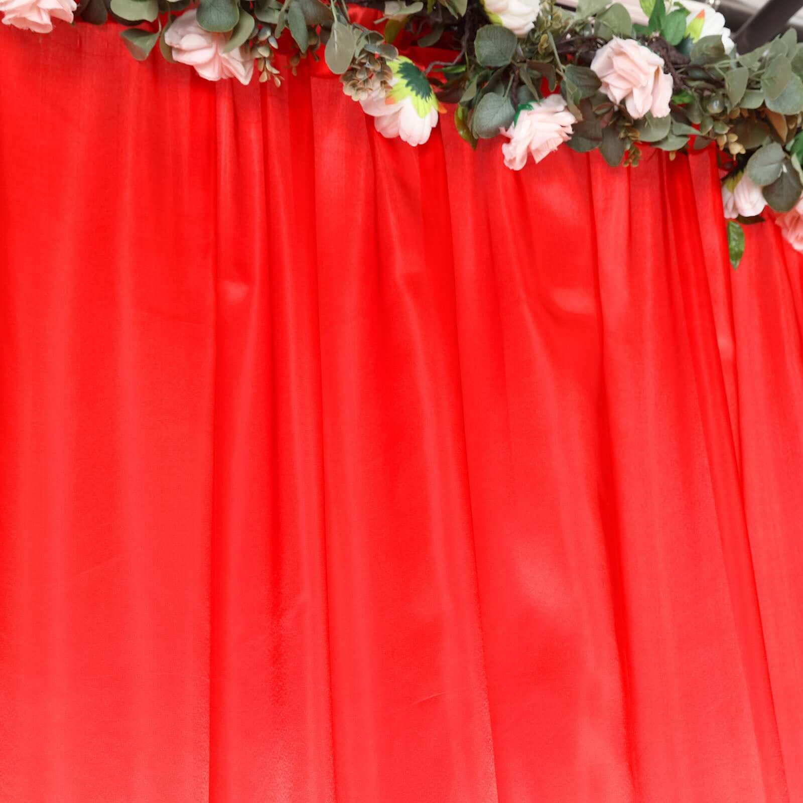 8ftx10ft Red Satin Event Curtain Drapes, Backdrop Event Panel