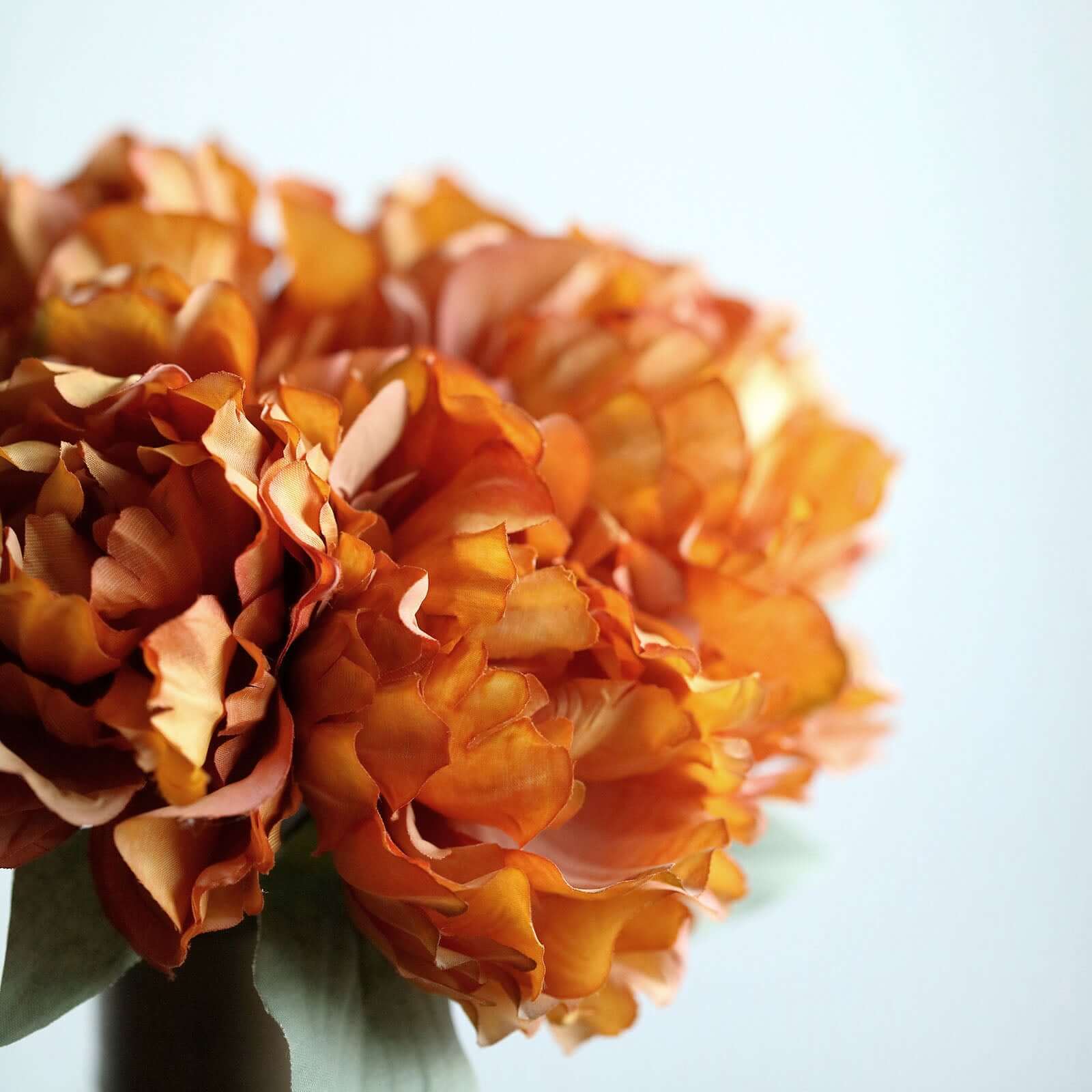 11" Orange Real Touch Artificial Silk Peonies Flower Bouquet