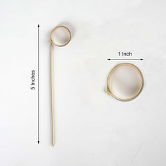 100-Pack Bamboo Cocktail Sticks Black Loop Ring Decorative Top Design - Eco Friendly Party Picks 5"