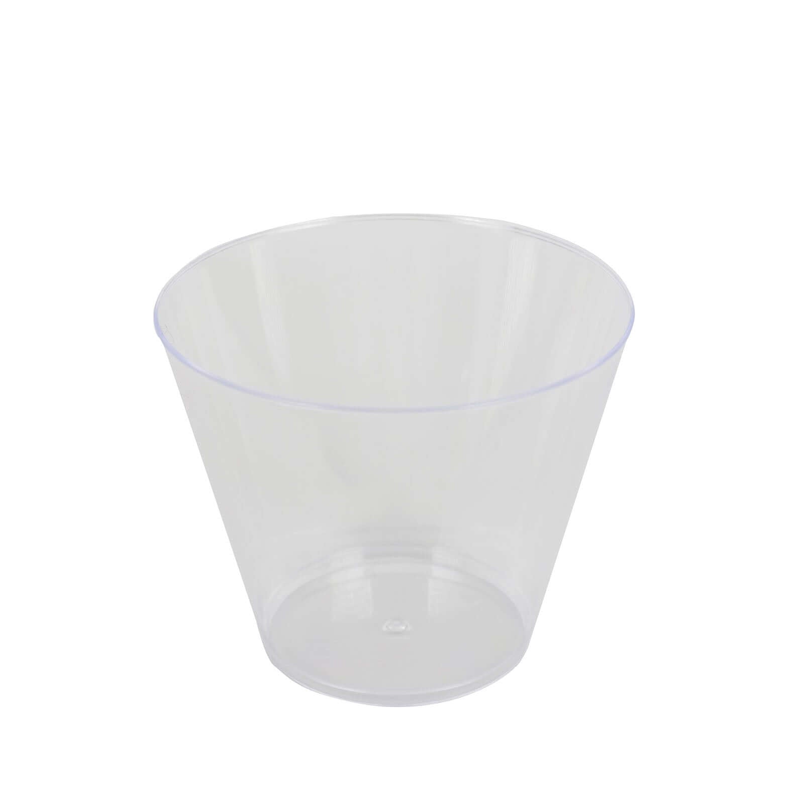 25-Pack Plastic Party Cups Clear Crystal - Stylish Short Disposable Glasses 9oz