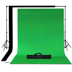 10ft Photo Video Studio Lighting & Background Support System Kit, 600W White Umbrella With Chromakey Backdrop Muslins (Green Black White) - Free Carry Case Included