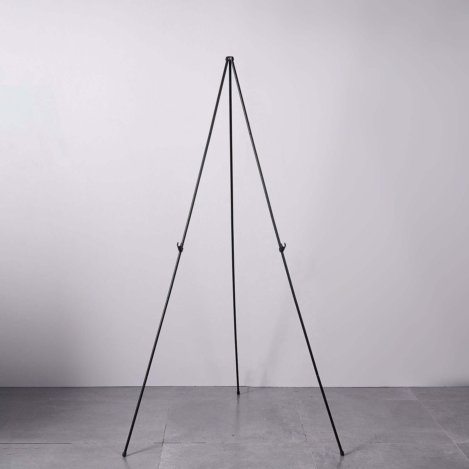 65" Black Metal Sign Holder Easel Stand, Collapsible Tripod Stand