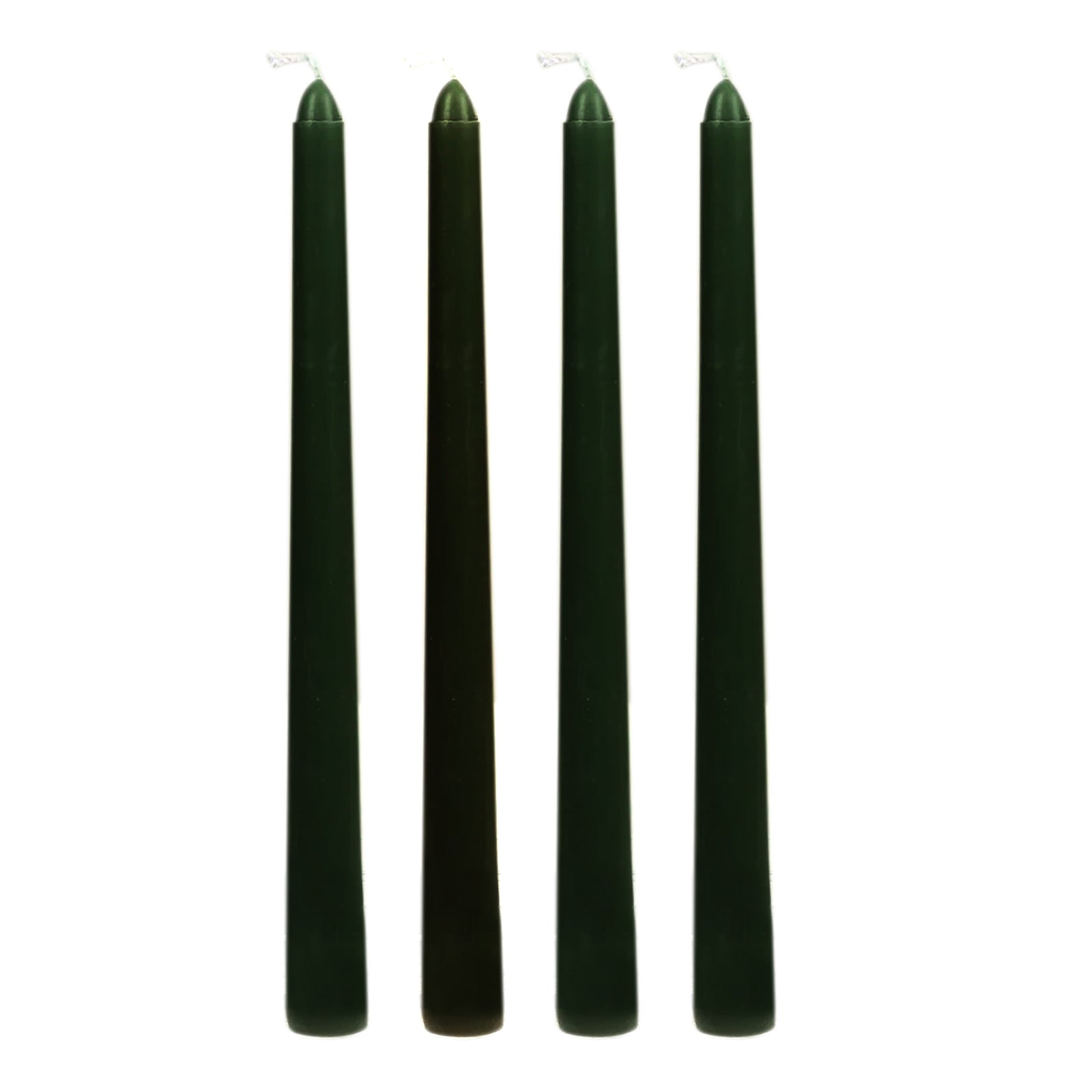 10-Pack Taper Candles Premium Wax Design Hunter Emerald Green - Unscented Candles for Upscale Settings 10"