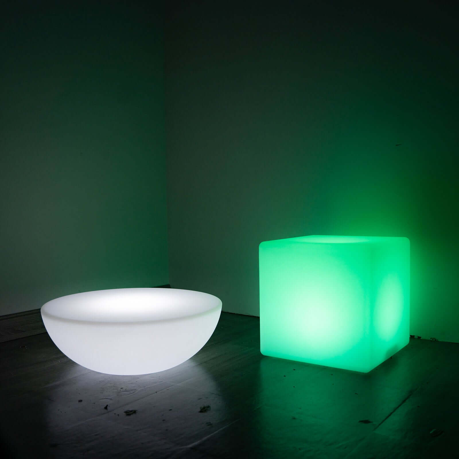 15.5" Color Changing Cordless LED Light Up Cube Table Stool, Rechargeable Waterproof Illuminated Furniture