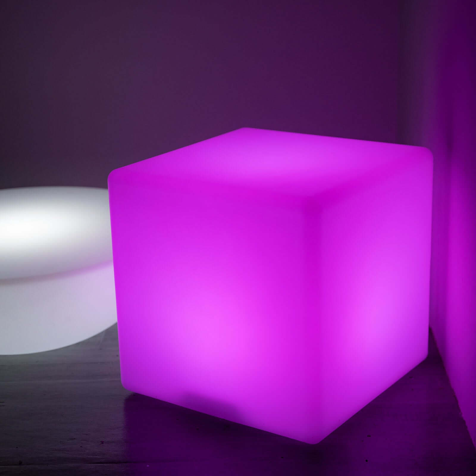 15.5" Color Changing Cordless LED Light Up Cube Table Stool, Rechargeable Waterproof Illuminated Furniture
