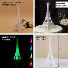 LED Centerpiece Eiffel Tower Design Color Changing - Light Up Night Party Decor 10"