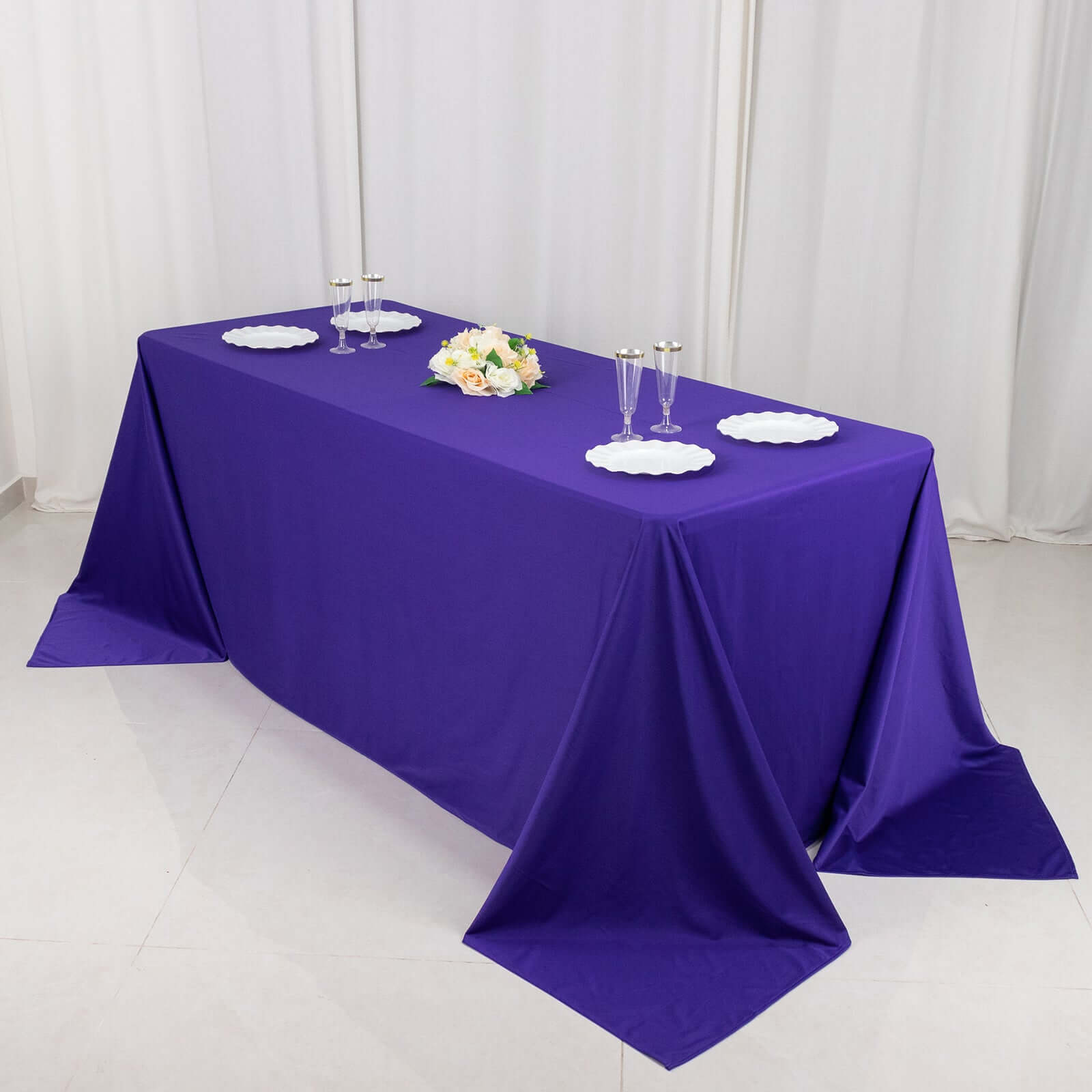 Scuba Rectangular 90"x132" Tablecloth Purple - Wrinkle Free, Stain Resistant & Seamless Table Cover