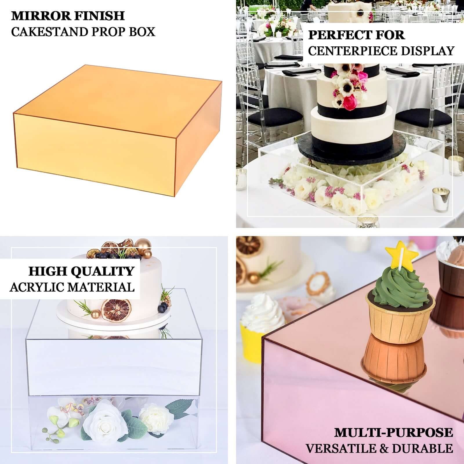 Acrylic Cake Box Stand Pedestal Riser Transparent Clear - Display for Desserts and Events 14"x14"