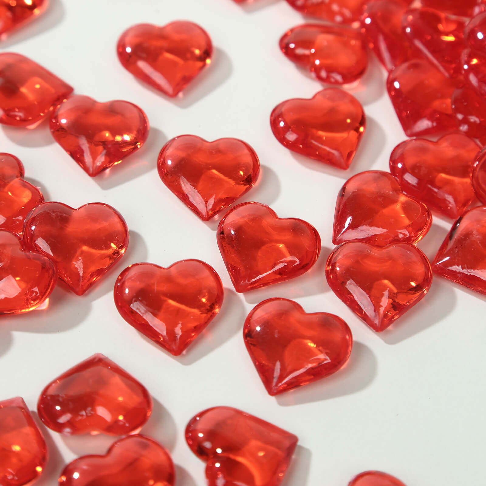 250 Pcs Acrylic Heart Diamond Gems Red Vase Fillers - Romantic Translucent Table Scatters for Valentine's Day & Events