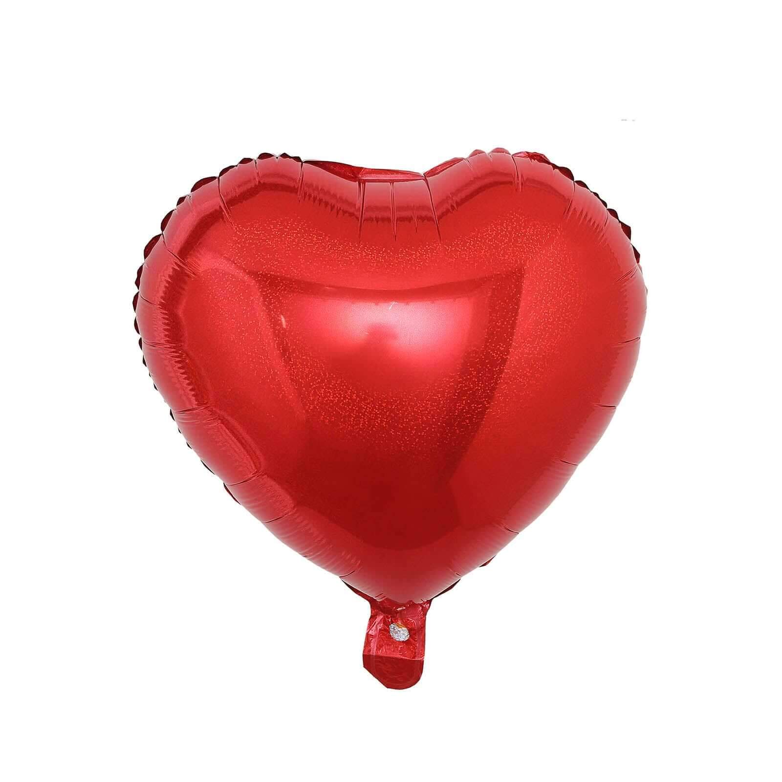 2 Pack 15" 4D Metallic Red Heart Mylar Foil Helium or Air Balloons