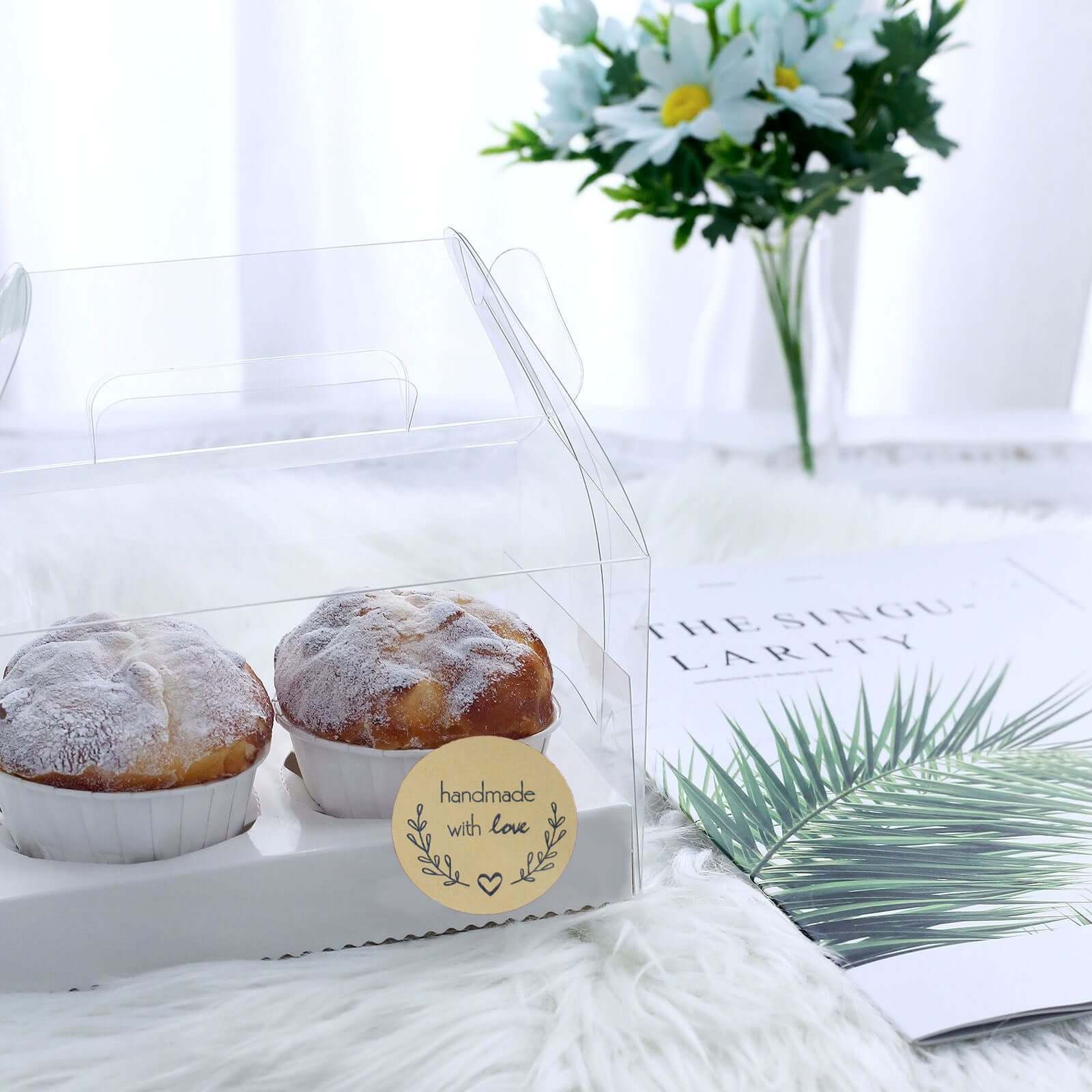 500Pcs 1.5” Handmade with Love Olive Branch Stickers Roll, Cookie and Bakery Box Labels - Round