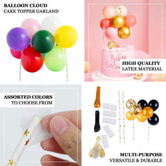 11 Pcs Balloon Cake Topper Black, Silver and Clear - Whimsical Clustered Mini Garland Cake Inserts DIY Party Decorations