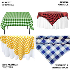 Polyester 54"x54" Table Overlay Square Tablecloth White/Black - Checkered Buffalo Plaid Design for Casual Table Settings