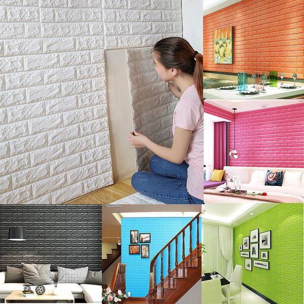 10 Pack Silver foam Brick Peel And Stick 3D Wall Tile Panels - Covers 58sq.ft