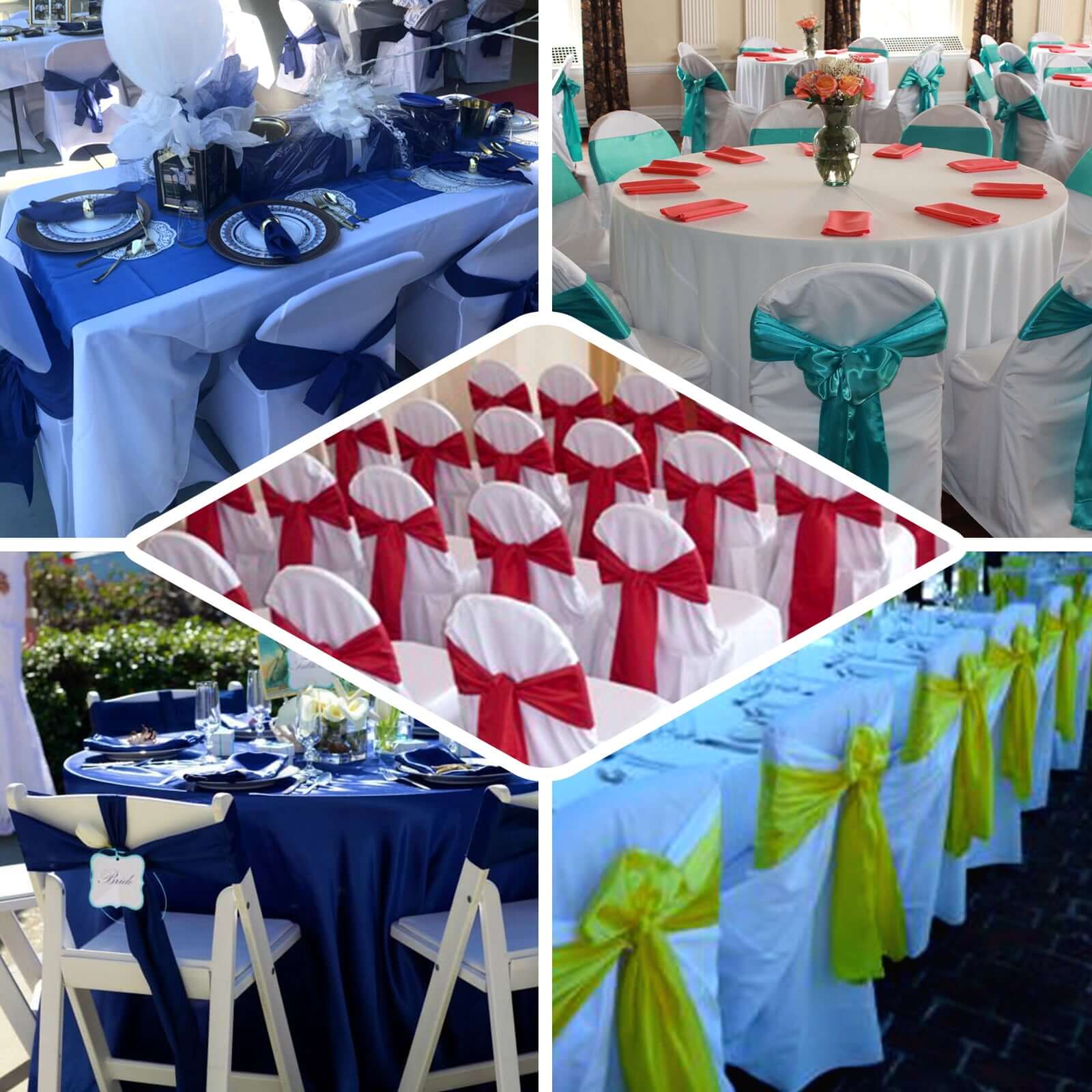 5 Pack Polyester Chair Sashes Light Blue 6"x108"