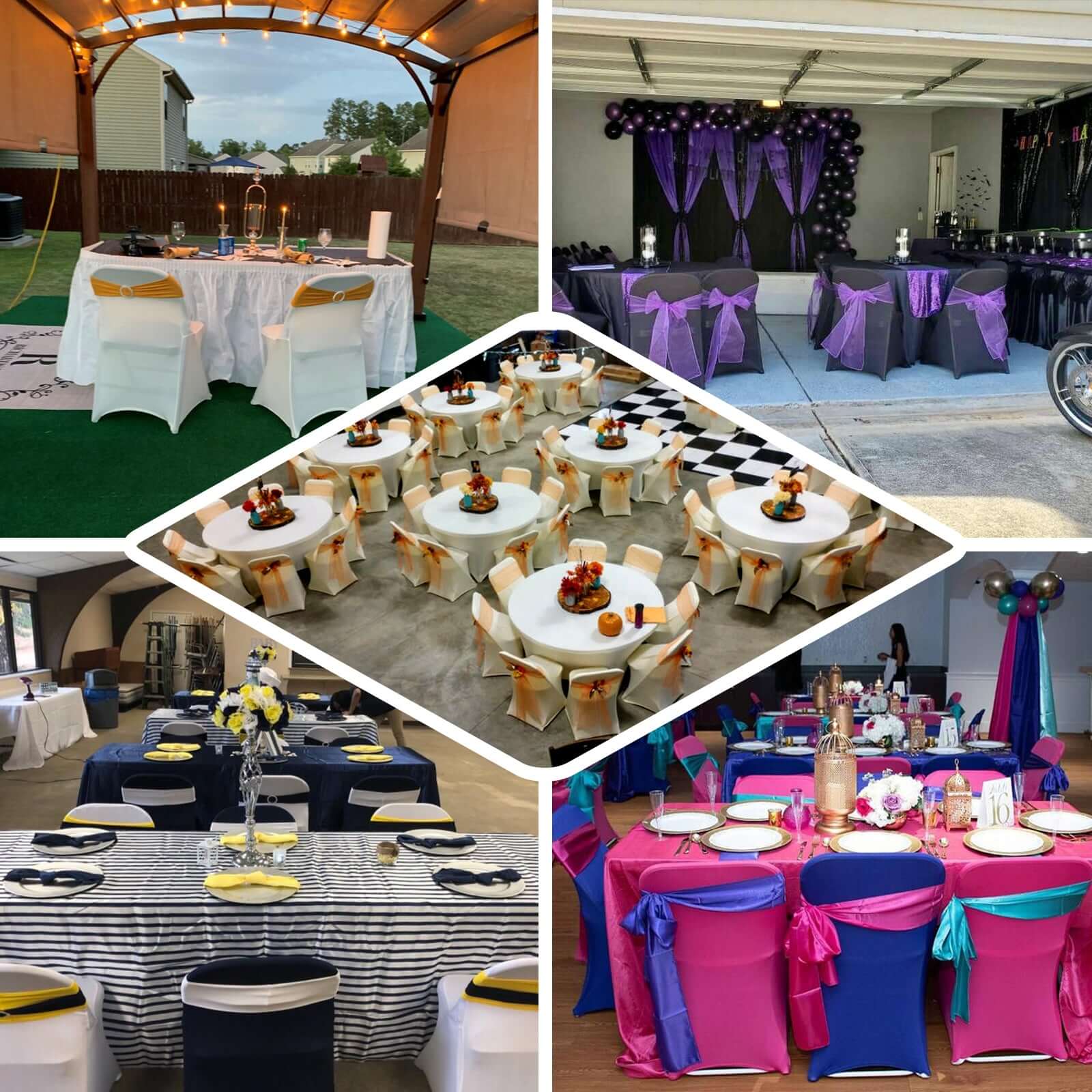 Stretch Spandex Chair Cover Gold for Folding Chairs - Reusable & Wrinkle-Resistant 160GSM Fitted Slipcover for a Polished Look