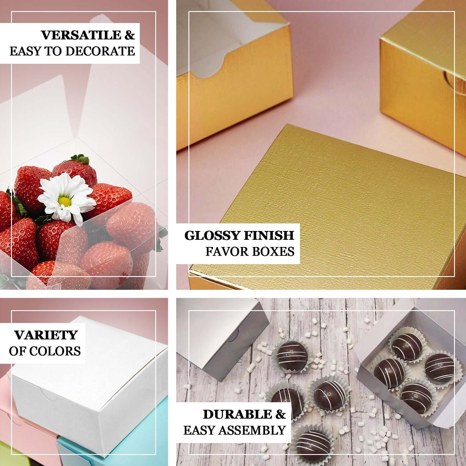 100 Pack 4"x4"x2" Black Cake Cupcake Party Favor Gift Boxes, DIY