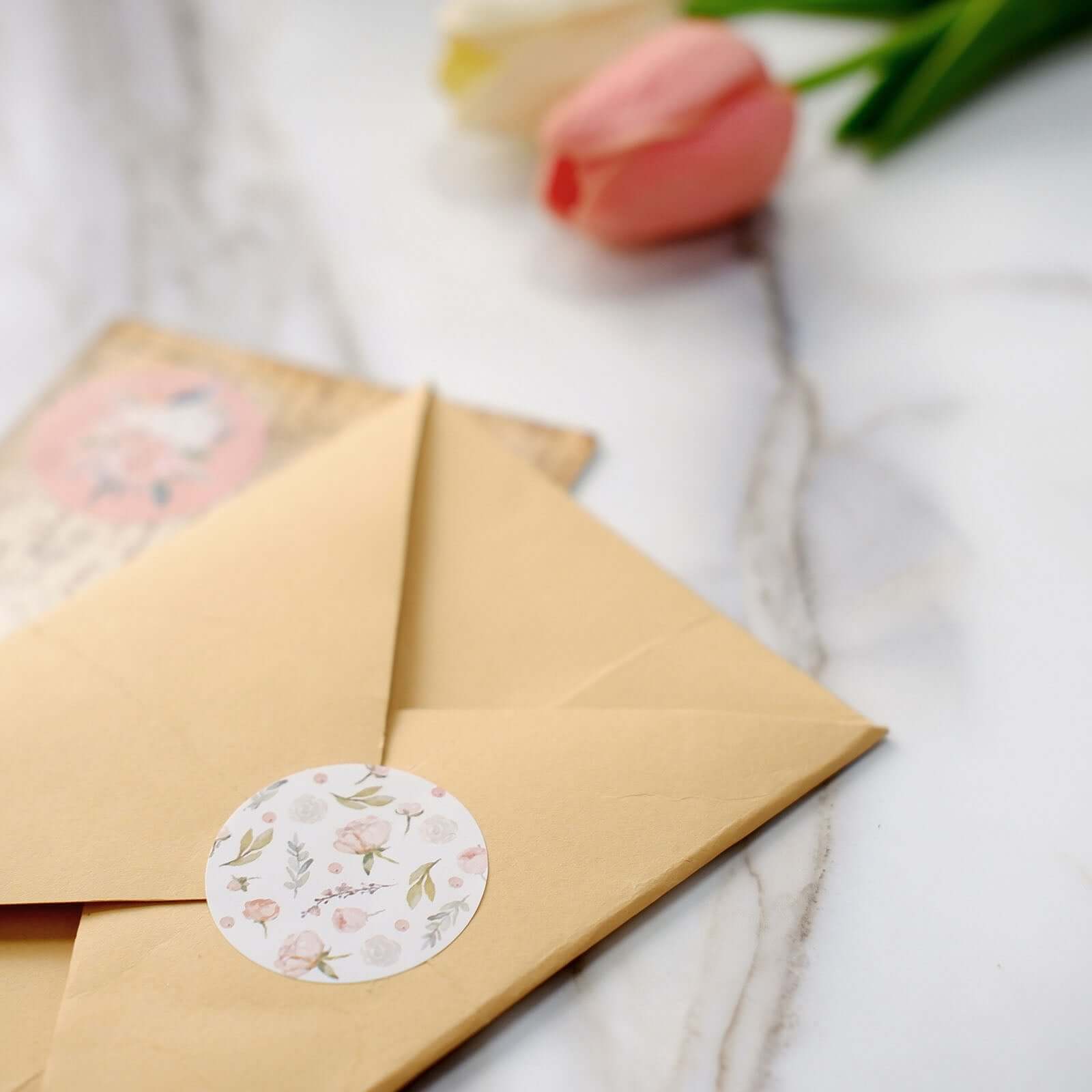 500Pcs 1.5" Baby Shower Love and Oh Baby Floral Stickers Roll, Labels For DIY Envelope Seal - Round