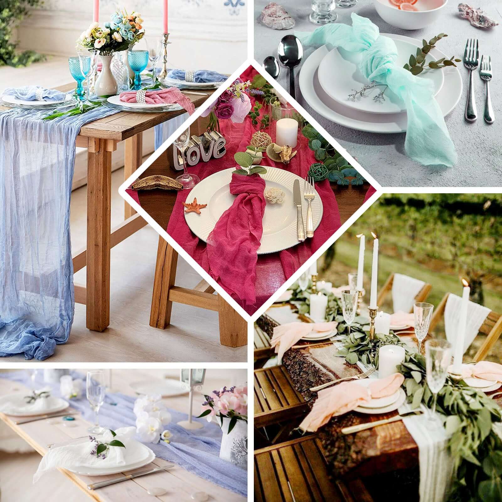 5 Pack Gauze Cheesecloth 24"x19" Napkins Navy Blue Reusable Dinner Napkins