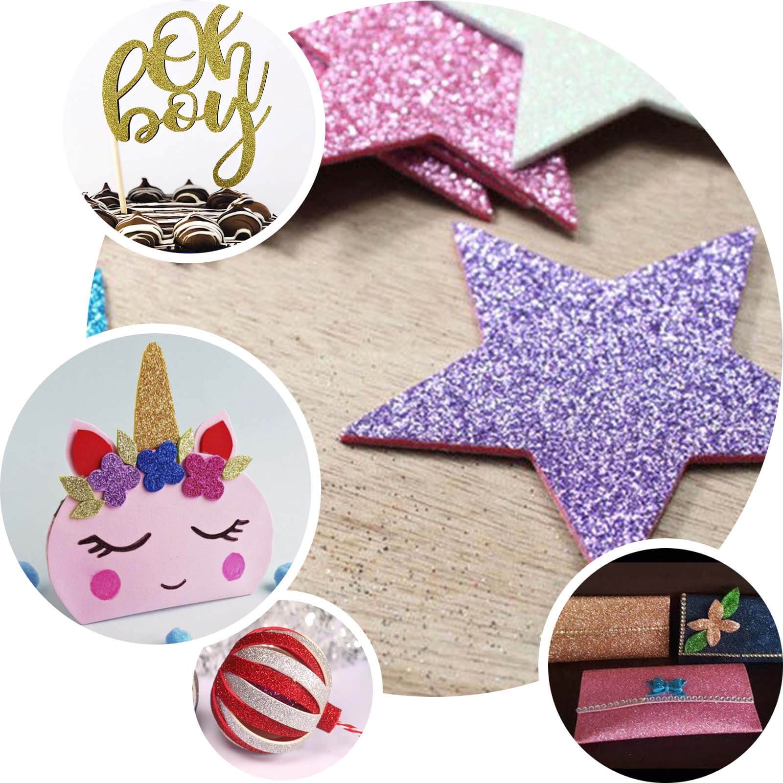 10 Pack 12"x10" Self-Adhesive Glitter DIY Craft Foam Sheets Rose Gold