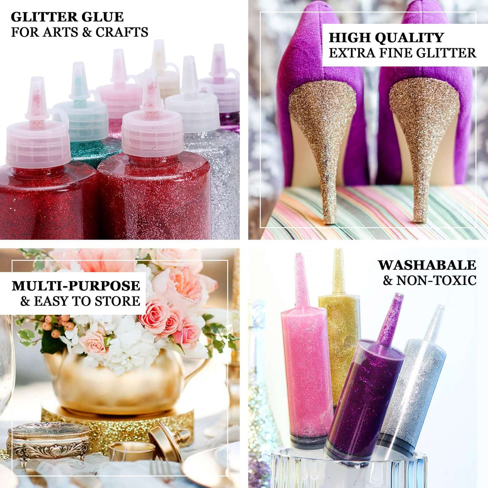 Metallic Glitter Glue Turquoise - Washable Nontoxic Art Glue for Fun DIY Projects Scrapbooking & Party Decor 4 oz Bottle