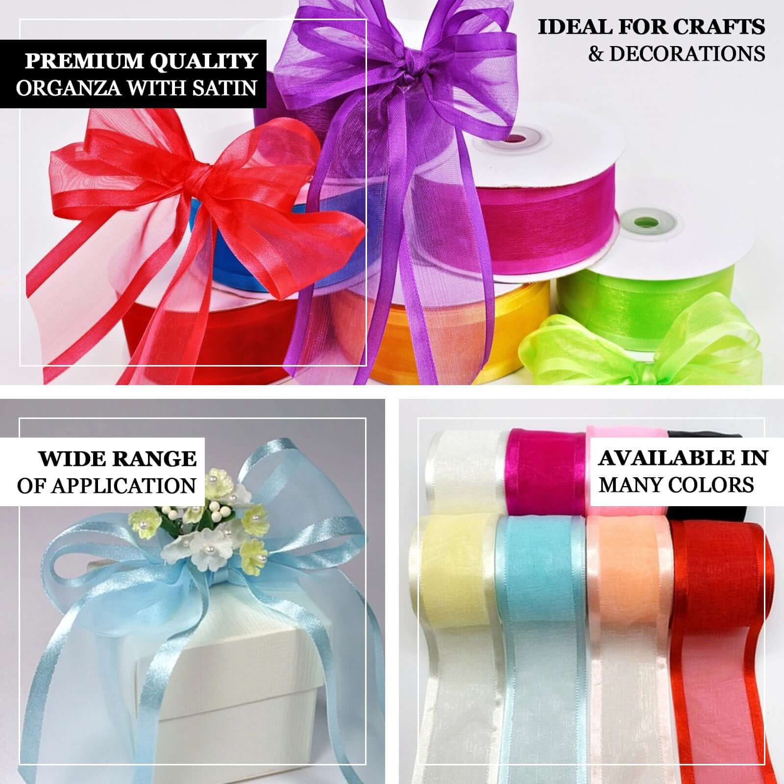 25 Yards 1.5" Navy Blue Sheer Organza Ribbon With Satin Edges