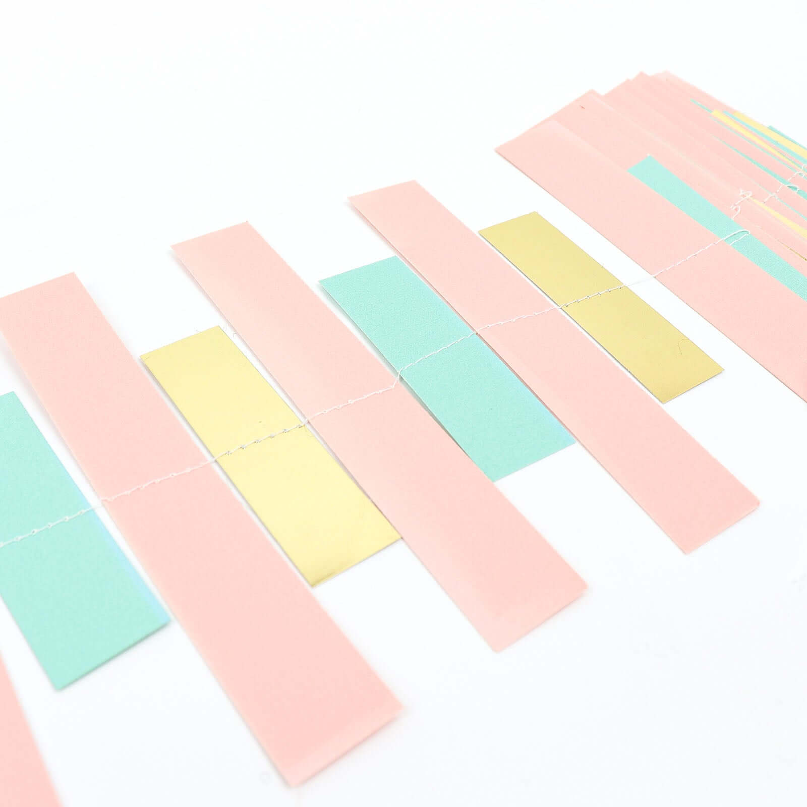 Gold, Blush and Turquoise Confetti-Like Paper Party Garland Streamer, Hanging Backdrop Decoration - 6.5ft