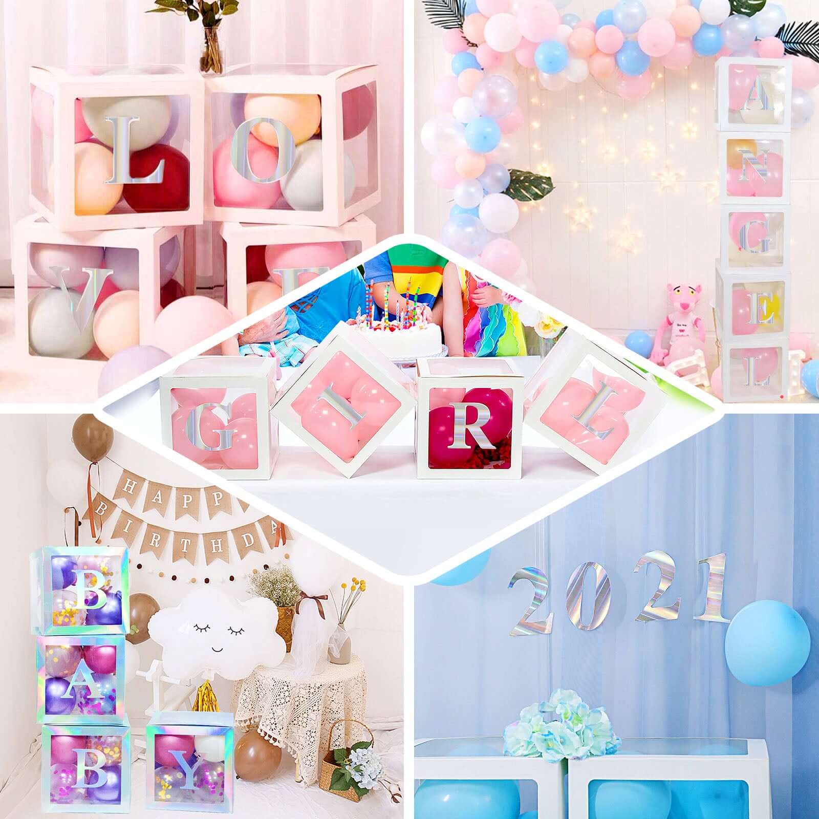 4-Pack Stickers Banner Custom 0-9 Number "3" Design Iridescent - Milestone Age and Date Stick-On Numbers 5"