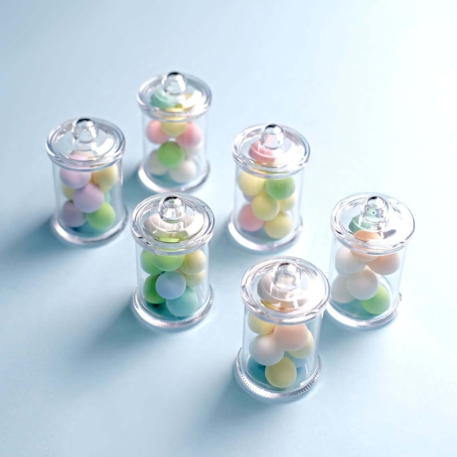 12-Pack Candy Jars Disposable Design with Clear Lids - Plastic Goodie Containers for Parties 3.5"