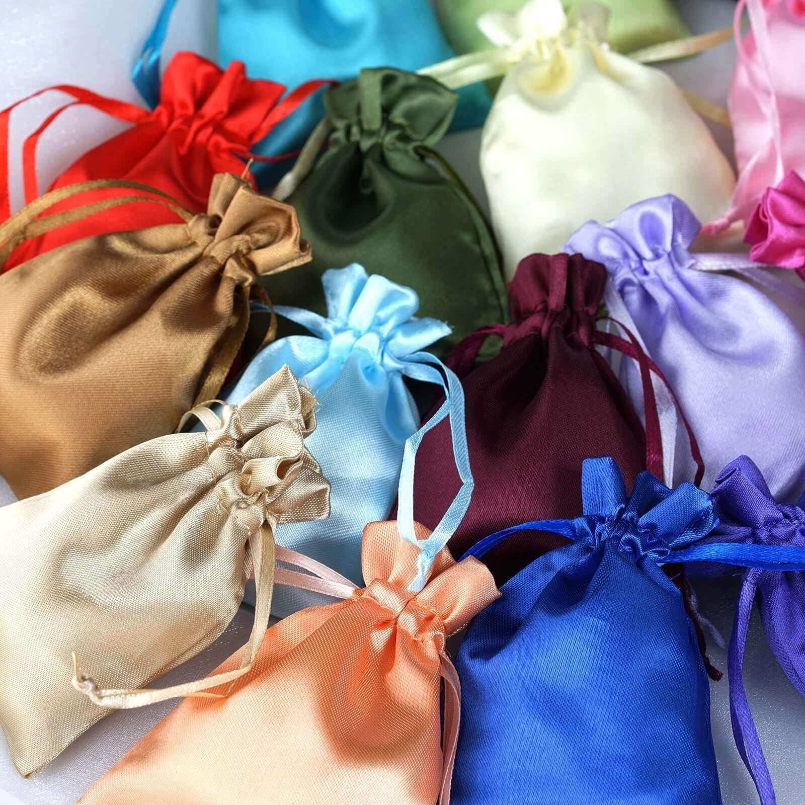 12 Pack 3"x4" Peach Satin Drawstring Pouch Wedding Party Favor Gift Bag